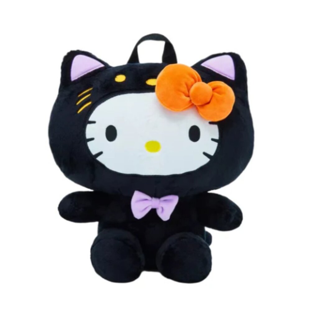 Hello Kitty Black Cat Halloween Plush Backpack NEW